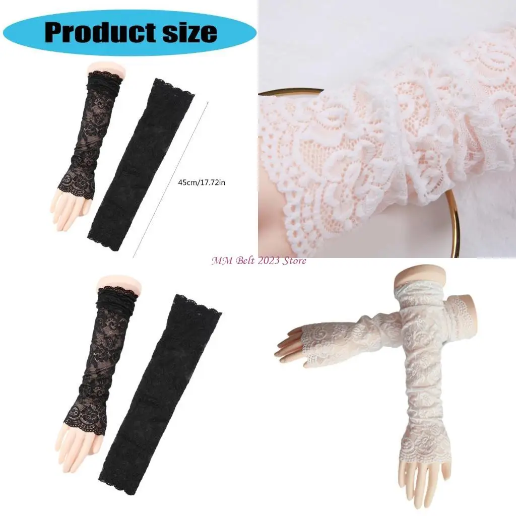 49me-ファッションレースフラワーアームスリーブ甘い日焼け防止アームカバー装飾アームプロテクター女性サイクリング運転日常使用
