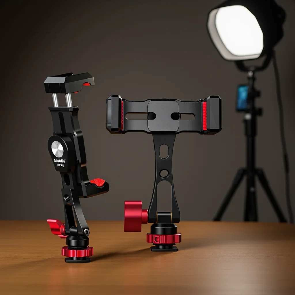 Manbily Metal Phone Holder Clamp with Hot Shoe 360° Rotatable Tripod Adapter Mount Stand for DSLR Camera Monitor iPhone15 SP-09
