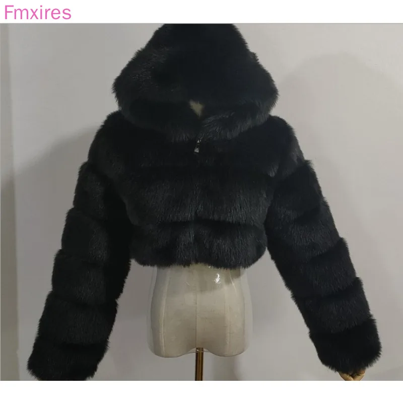 New Y2K Autumn and Winter New Female Imitation Fur Top Jacket, Foreign Trade Warm Hooded Fur Coat, Factory Wholesale