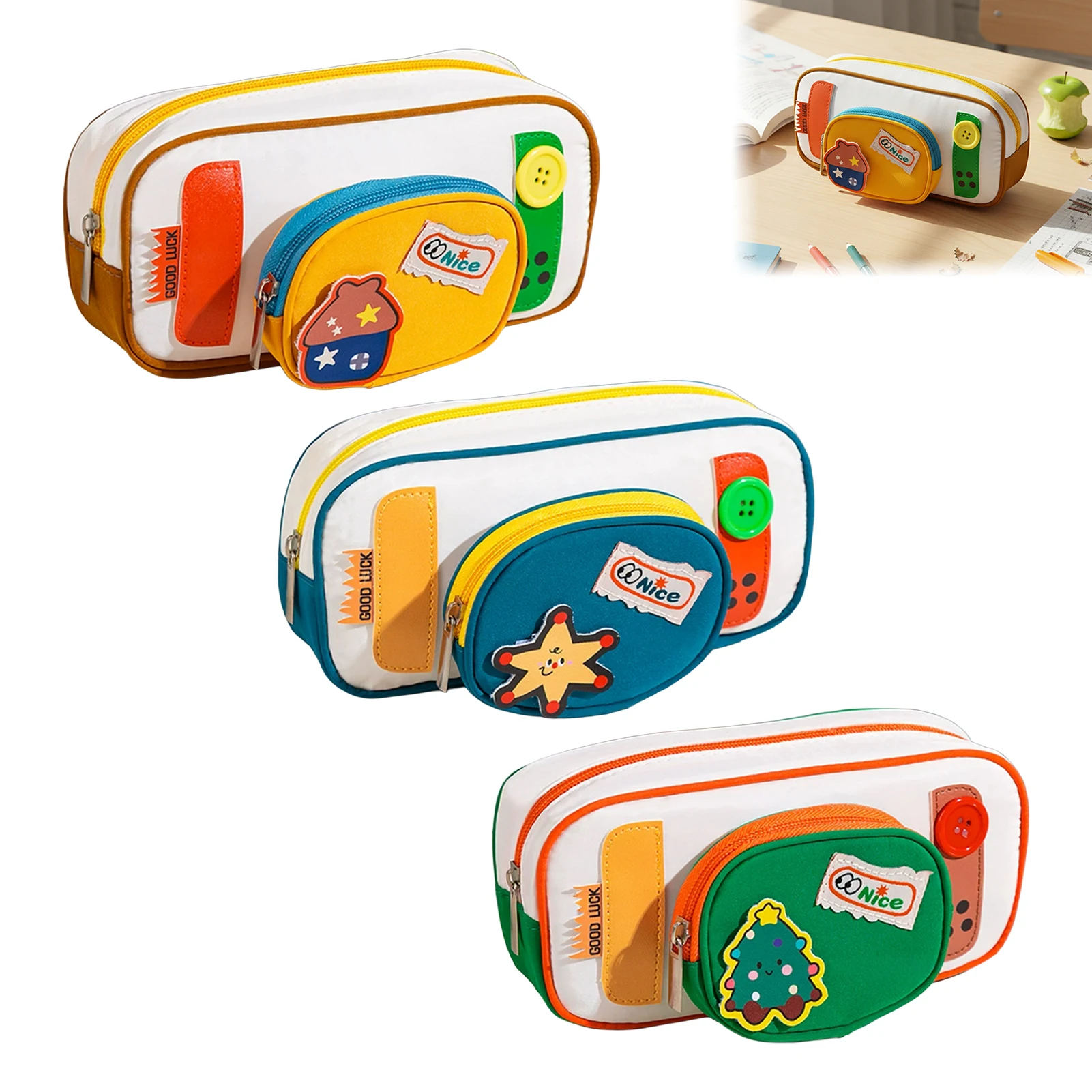 

Вместительный пенал с цветными блоками для школьников, прочный водонепроницаемый органайзер для косметики, коробка для канцелярии на молнии