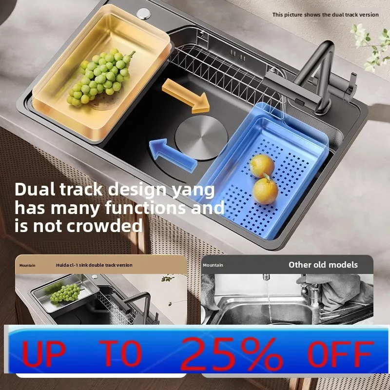 Lhh stainless steel sink household kitchen large single slot under counter basin handmade nano slot
