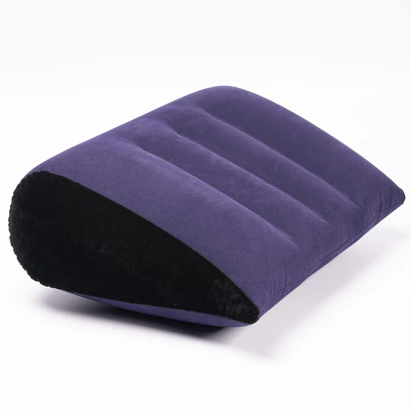 1 Navy Blue Flocked Inflatable Triangle Pillow, Suitable for Camping and Home Use
