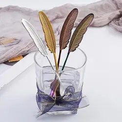 Feather Spoons Stainless Steel Tea Spoon Creative Coffee Spoon For Ice Cream Colorful Dessert Scoop Tableware Decoration Cutlery