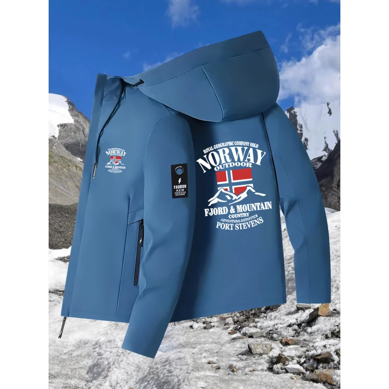 Nuove giacche da coppia con stampa norvegese per la primavera e l'autunno, giacca da trekking antivento per tutte le stagioni, capispalla unisex