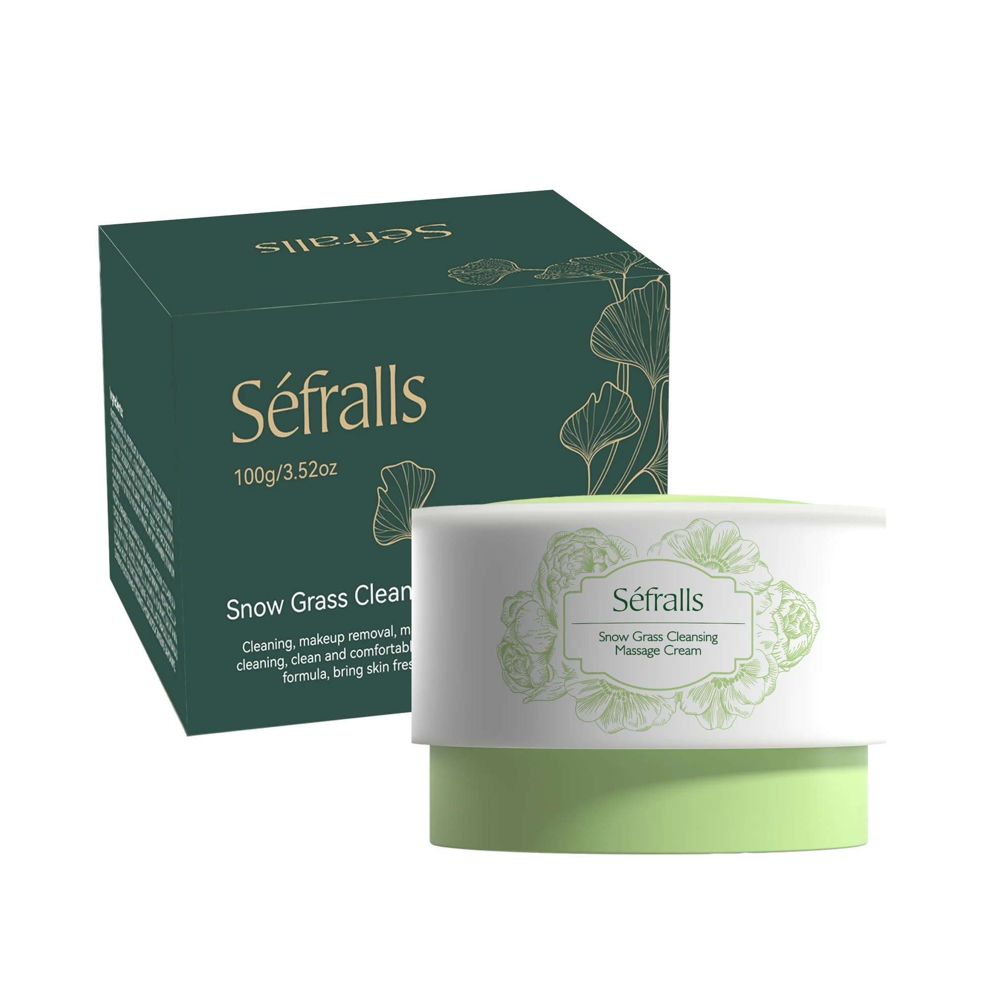 Séfralls maquillaje Snow Grass Cleaning and Massage Cream 100g/3.52oz  Long-lasting hydration.