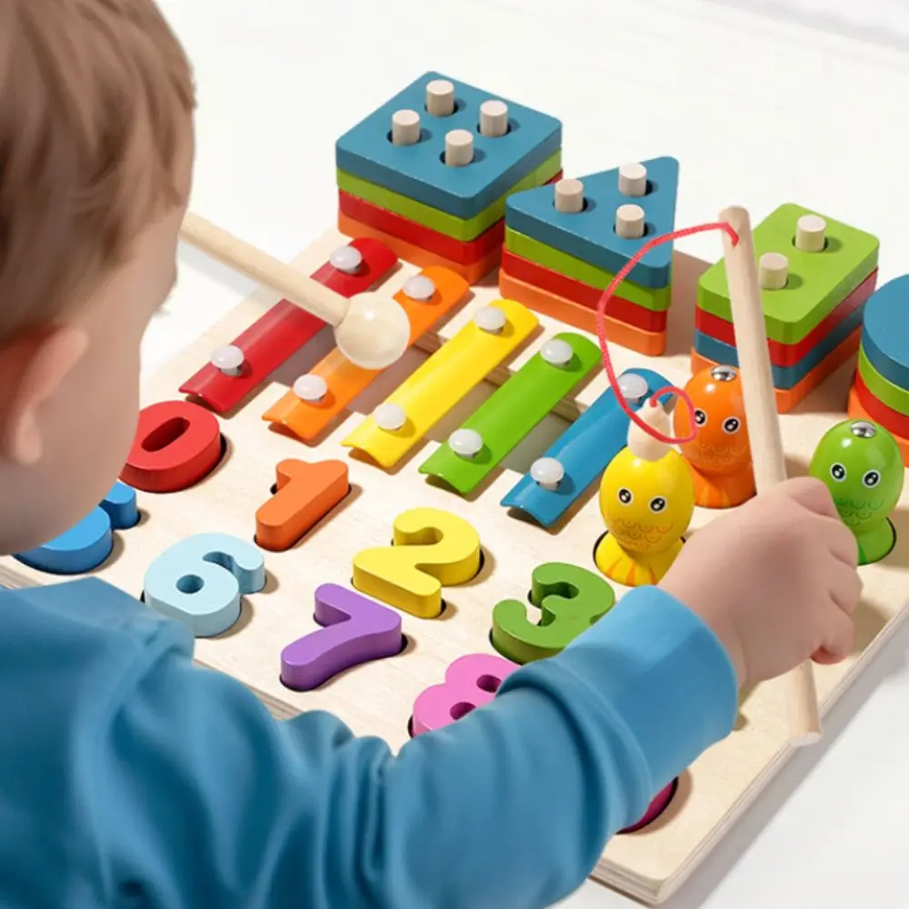교육용 기하학적 모양 맞추기 게임 장난감 조기 학습 색상 분류 나무 기하학적 쌓기 장난감 손 운동 연습