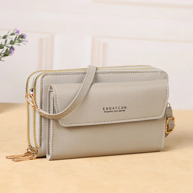 

2024 New Women's Crossbody Bag Korean Edition Fashion Shoulder Bag Versatile Large Capacity Double Zipper Phone Bag