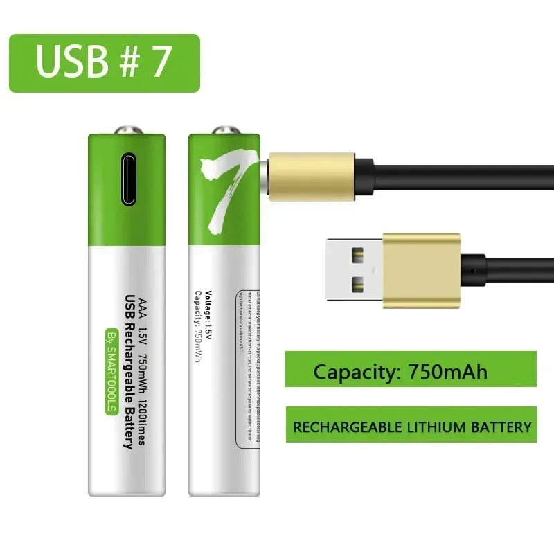 

1.5v 750mWh aaa rechargeable battery learning machine No. 7 lithium battery type-c fast charge pilha recarregável aaa baterías