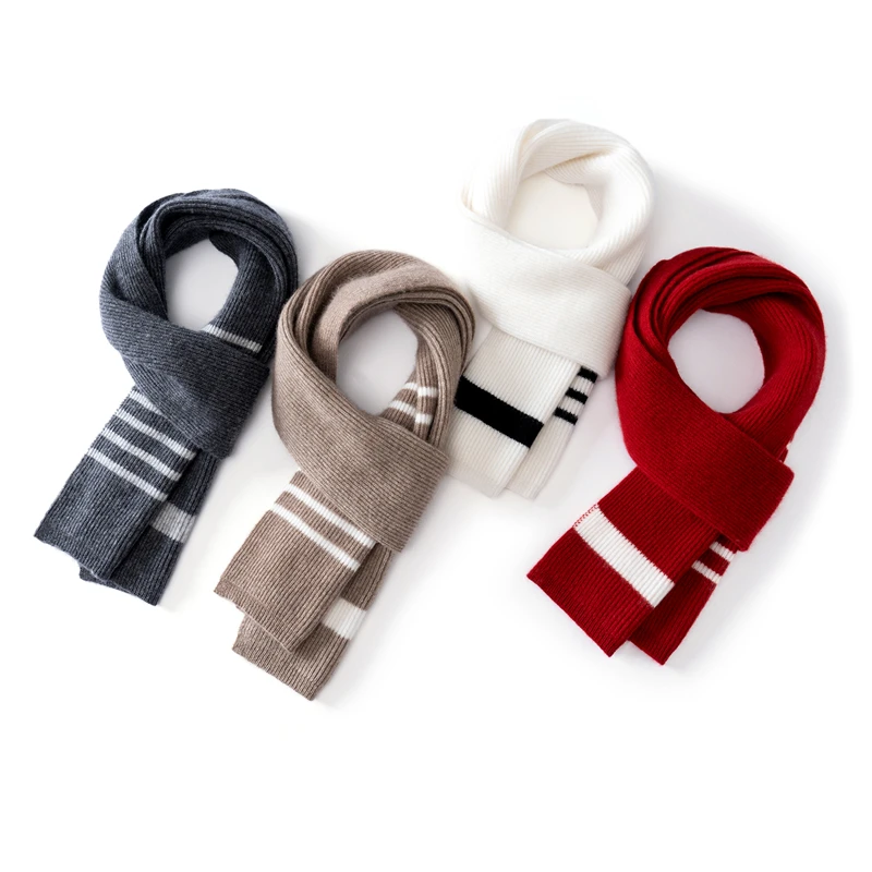 

Шарф из 100% чистого кашемира, осень-зима, новый цветной полосатый шарф для пары, теплая вязаная тяжелая шаль