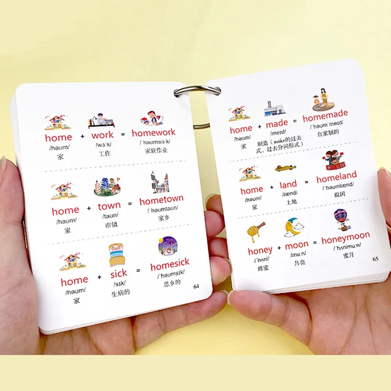 Carte mémoire GRORoot pour l'école primaire, mot composé, apprentissage de l'anglais, cartes flash avec chinois, 441 groupes, 1000