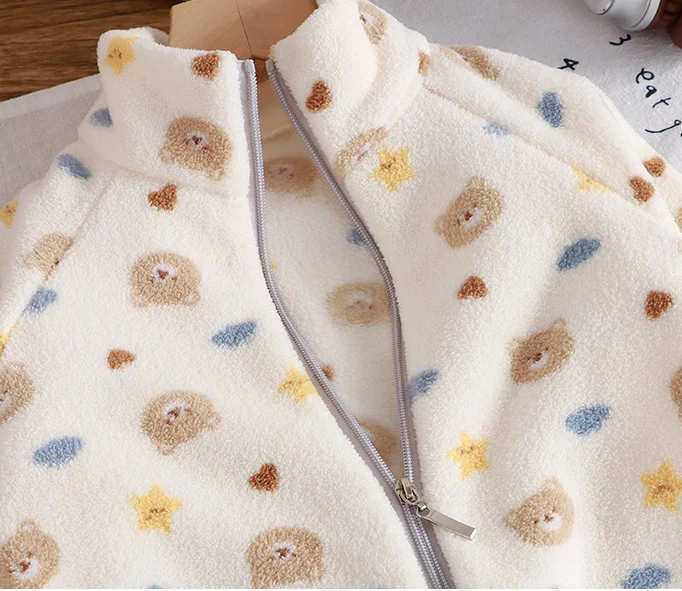 Herbst Winter Kinder Dicke Fleece Pyjama Sets Koreanische Cartoon Kleinkind Mädchen Mode Plüsch Warme Outfits 1-4Y Jungen Hause Tragen Anzug – Detail 9