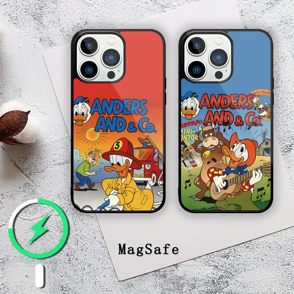 MINISO Disney Donald Fauntleroy Duck Phone Case For iPhone 11 12 13 14 15 Mini Pro XS Max X S Plus XR Magnetic Attraction Shell