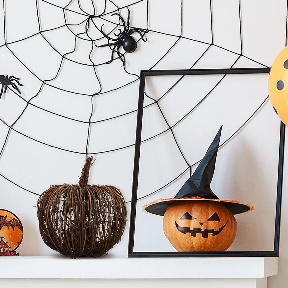 

2Pcs Rattan Pumpkin Ornament Delicate Craft Halloween Thanksgiving Home Coffee Shop Desktop Decoration Reusable Durable