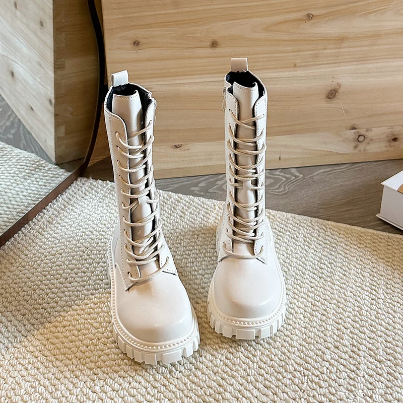 أحذية الفتيات الشتاء الطبعة الكورية الجديدة أحذية طويلة متوسطة الحجم للأطفال والفتيات أحذية الأميرة الطفل