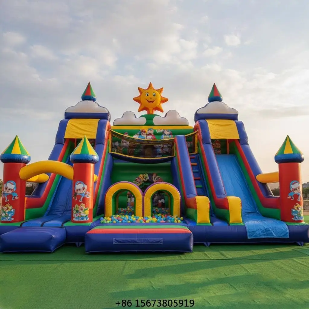 Wholesale Large 0.55mm PVC Inflatable Bouncy Castle Sliding Jumping Colorful Moonwalk for Amusement Park Safe Bounce House