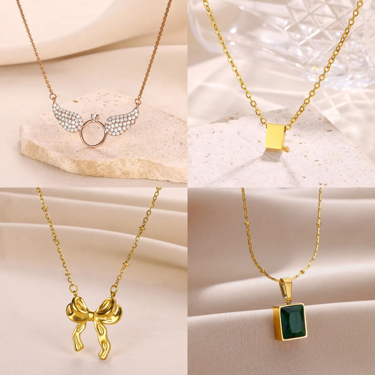 Klassische Schmetterling Engel Flügel Anhänger Halskette Für Frauen Gold Farbe Kupfer Zirkonia Halskette Vintage Glaube Schmuck Kostenloser Versand