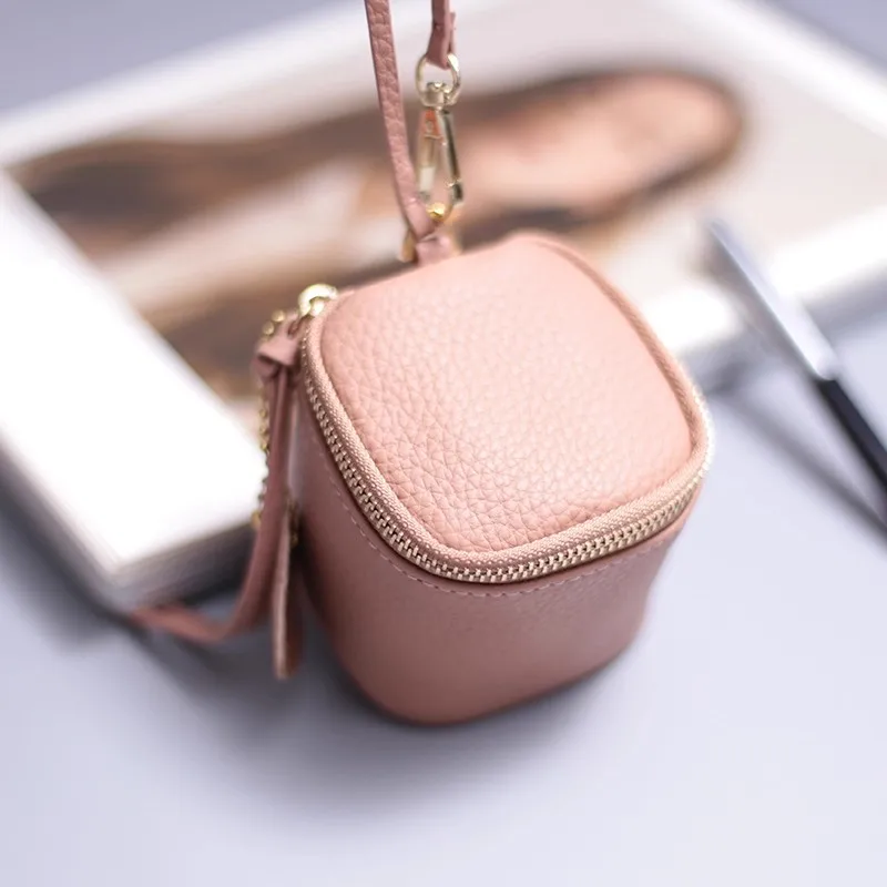 حقيبة مكياج جلدية عتيقة، حقيبة تخزين تغيير أحمر الشفاه، دلو تخزين محمول للسفر، محفظة عملات معدنية صغيرة مستديرة مخصصة #2