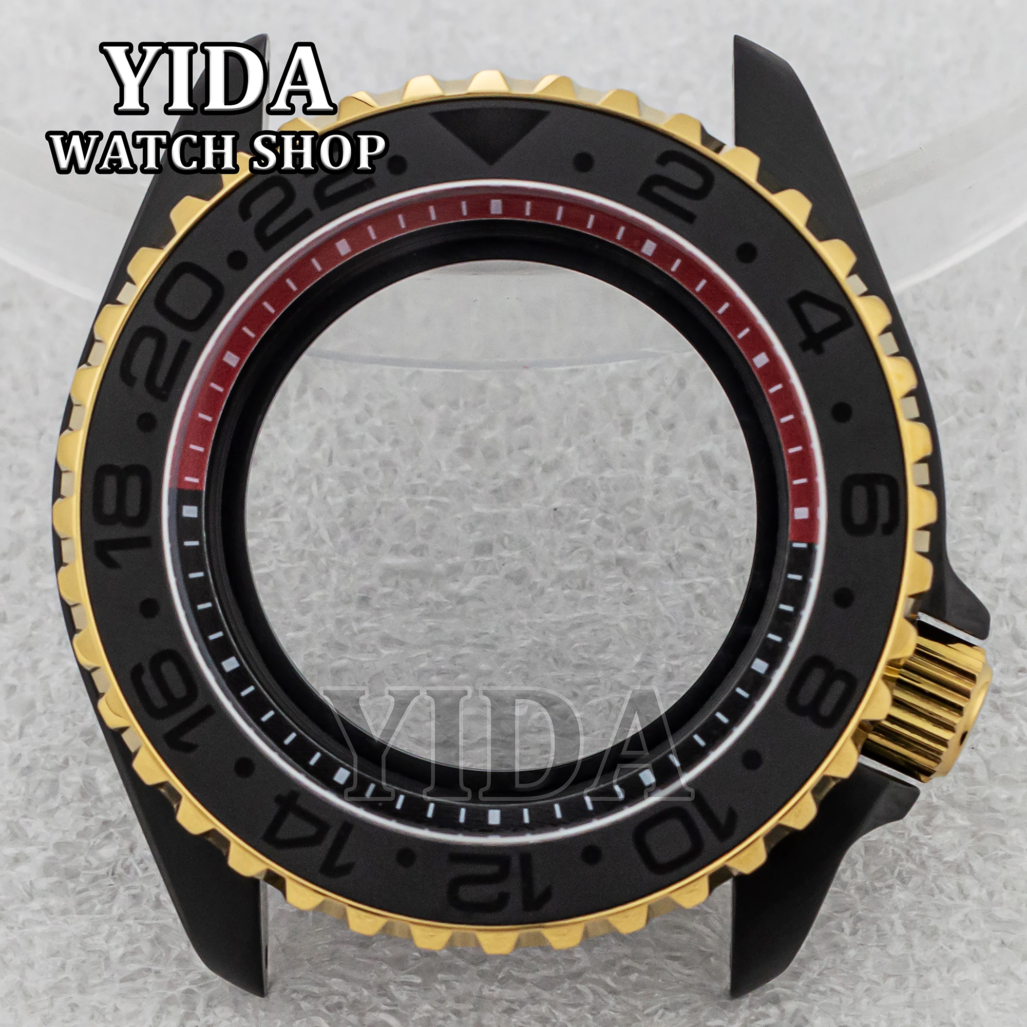 MOD Watch Case PVD Black And Gold Sapphire Crystal For NH34 NH35 NH36 Automatic Movement Water Resistance Watch Accessories