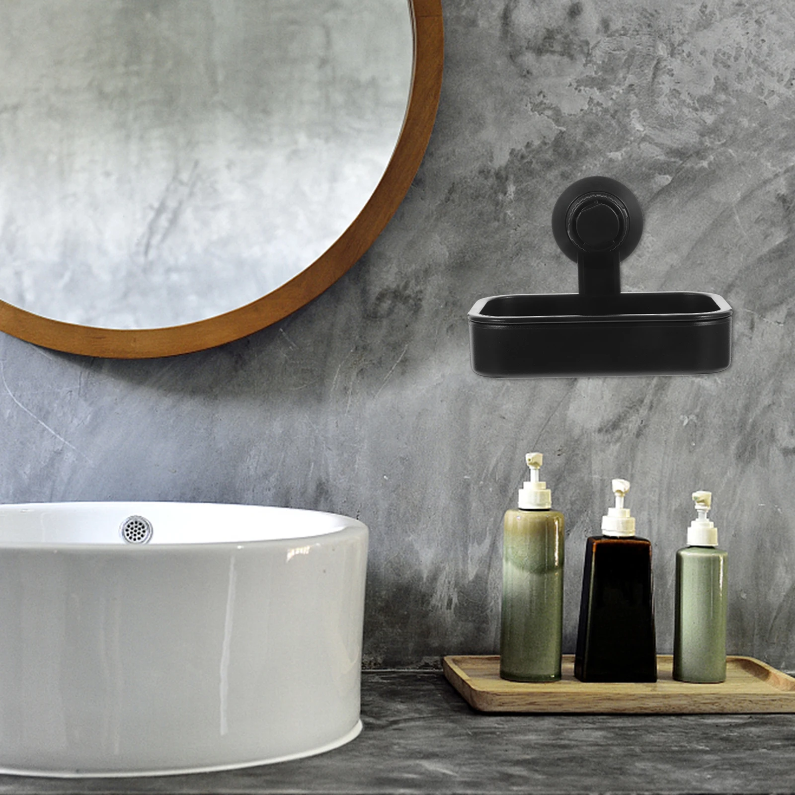 

Black Suction Cup Soap Dish Holder Wall Mounted Soap Saver Dispenser for Bathroom Shower Kitchen Sink No Drilling Damage