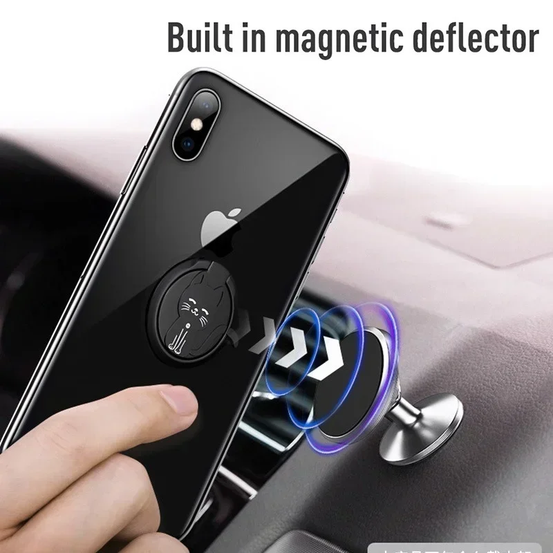 Cute Cartoon Cat Mobile Phone Holder Round Mount Phone Finger Ring Stand for IPhone 15 Samsung Huawei Xiaomi Phone Accessories