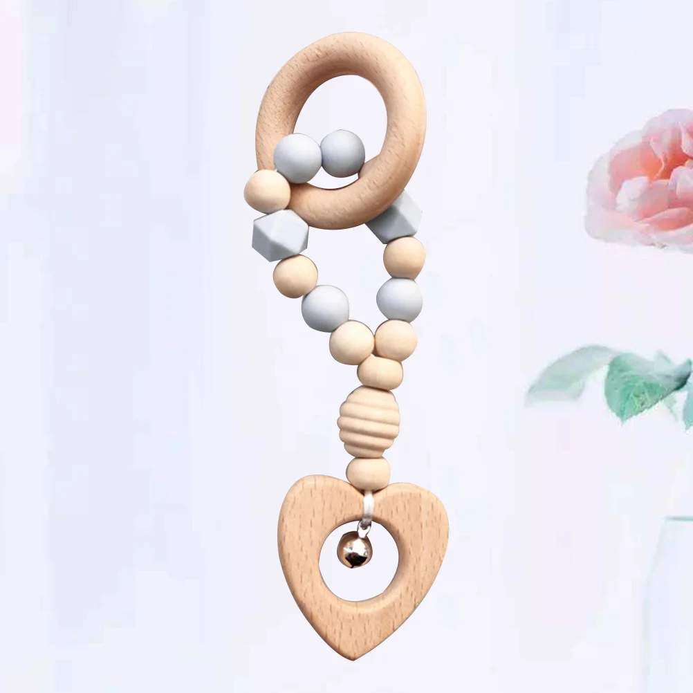 

Baby Teether Silicone Wooden Beads Molar Chain Pendant Infant Development Molar Stick Baby Bite
