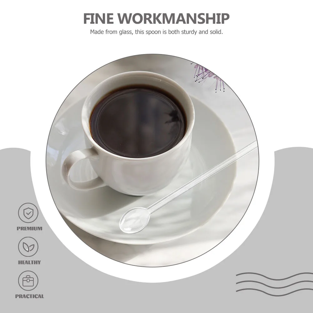 

4Pcs Heatproof Glass Spoon Transparent Long Handle Coffee Dessert Milk Ice Cream Stirring Mixing Scoop Glass Spoon