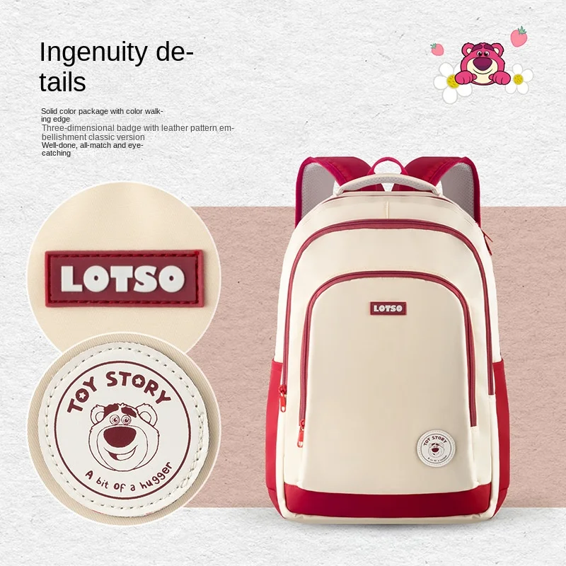 Disney Girl Fashion School Bag Lotso Grade 3-6 Middle High Student Shoulder Orthopedic Backpack Large Capacity Light Mochilas