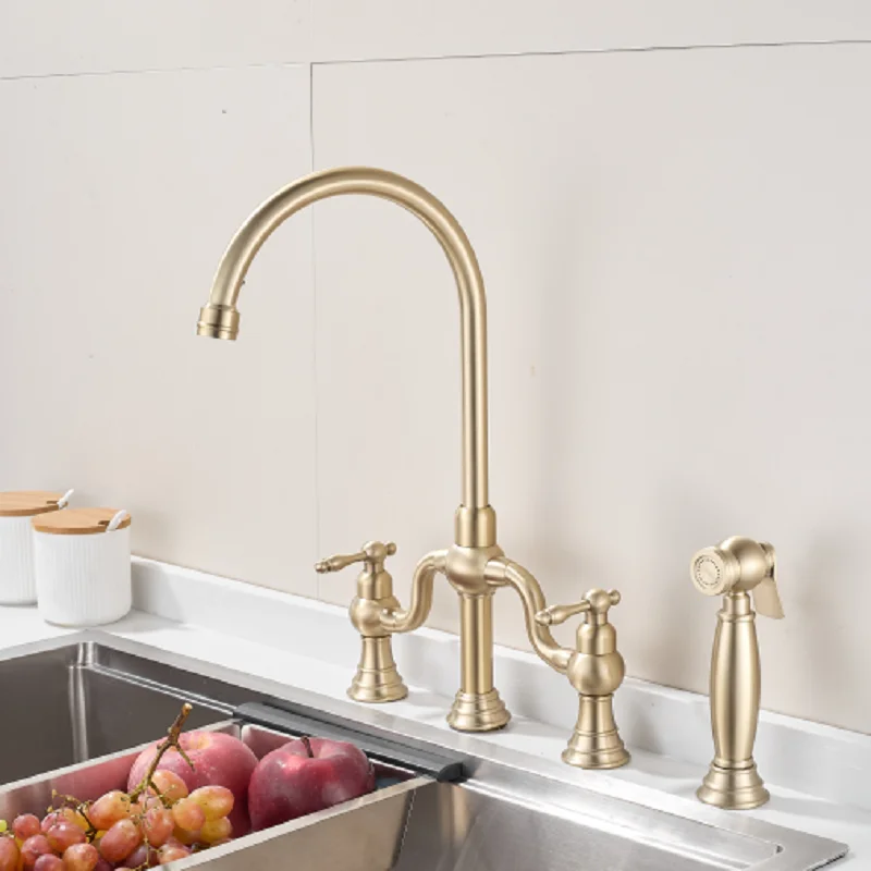TOLM Bathroom Sink Bathtub Faucet Hot and Cold Faucet 4-Piece Set with Spray Gun Faucet Countertop Installation Sink