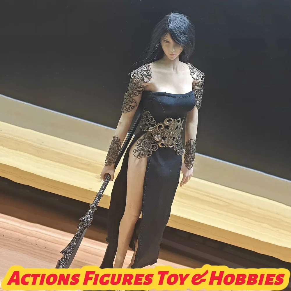 

【Only Clothes】1/6 Legend Little Mage Clothes Set Black Tube Top High Slit Dress with Metal Access for 12" Action Figure Model