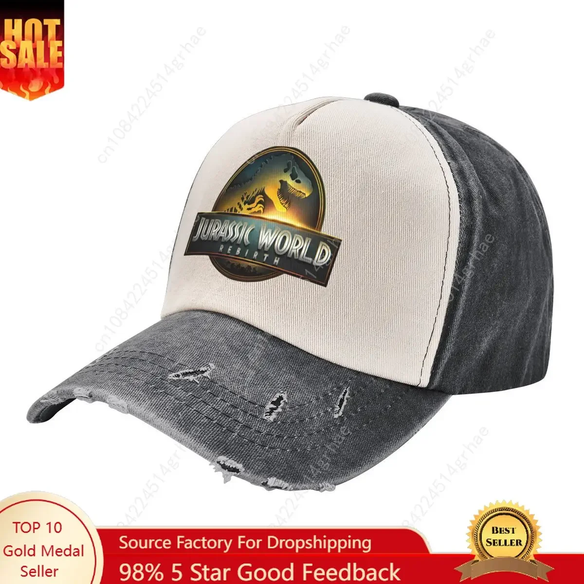 

Jurassic World Rebirth Baseball Cap Men Women Distressed Washed Snapback Hat 2025 Dinosaurs Film Outdoor Activities Hats Cap