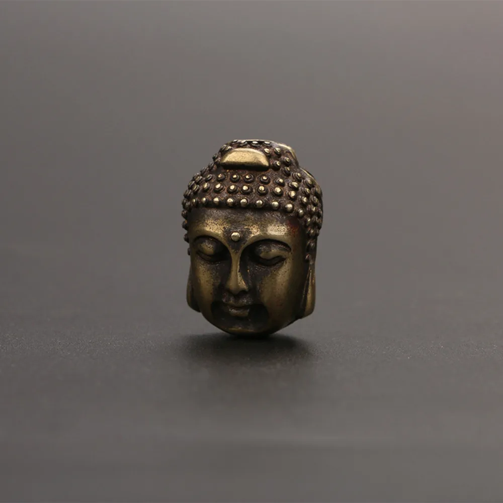 Handmade Solid Copper Ware Buddha Head Auspicious Beast Double-Sided One Read Three Way DIY Brass Diamond Bodhi Accessories