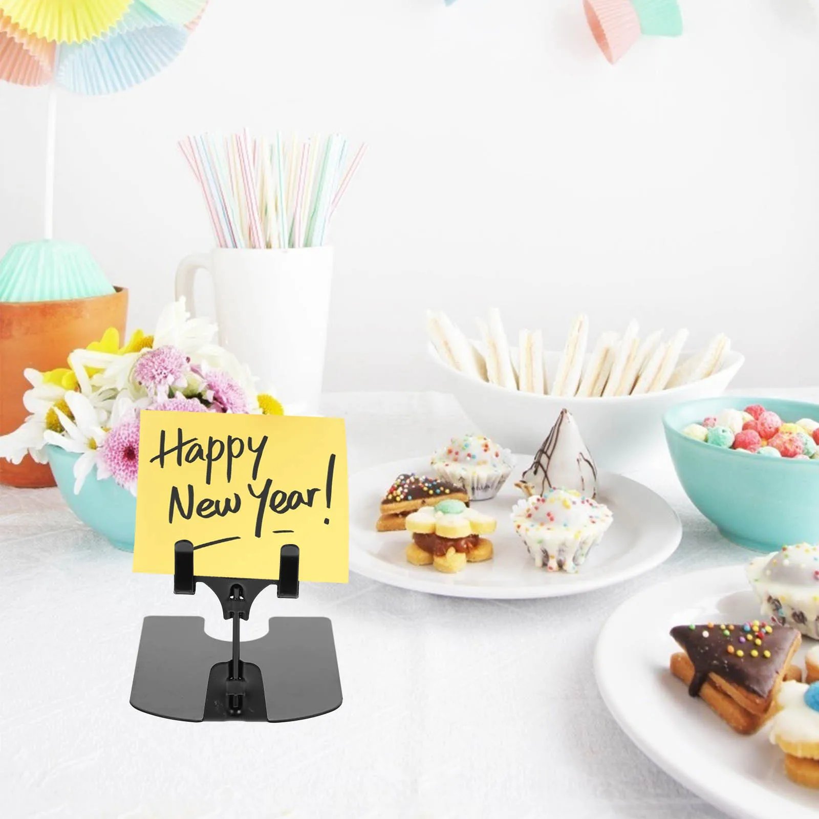 5 Pcs Price Tag Holder Caps Display Rack Merchandise Sign Clips for Retail Card Desktop with Clamp Iron Countertop