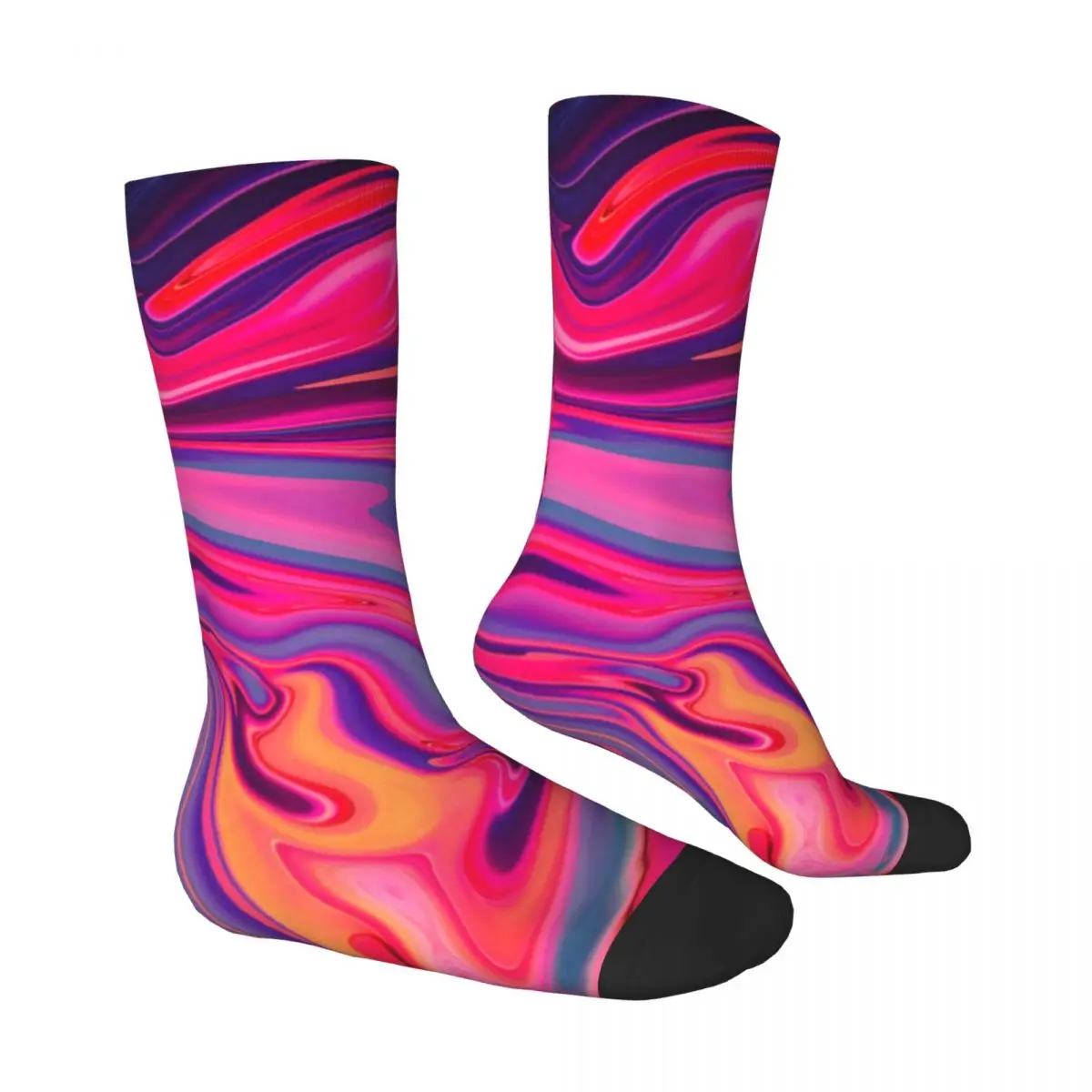 Neon Abstract Print Socks Blue Liquid Marble Gothic Stockings Ladies Soft Breathable Outdoor Sports Socks Autumn Anti Skid Socks