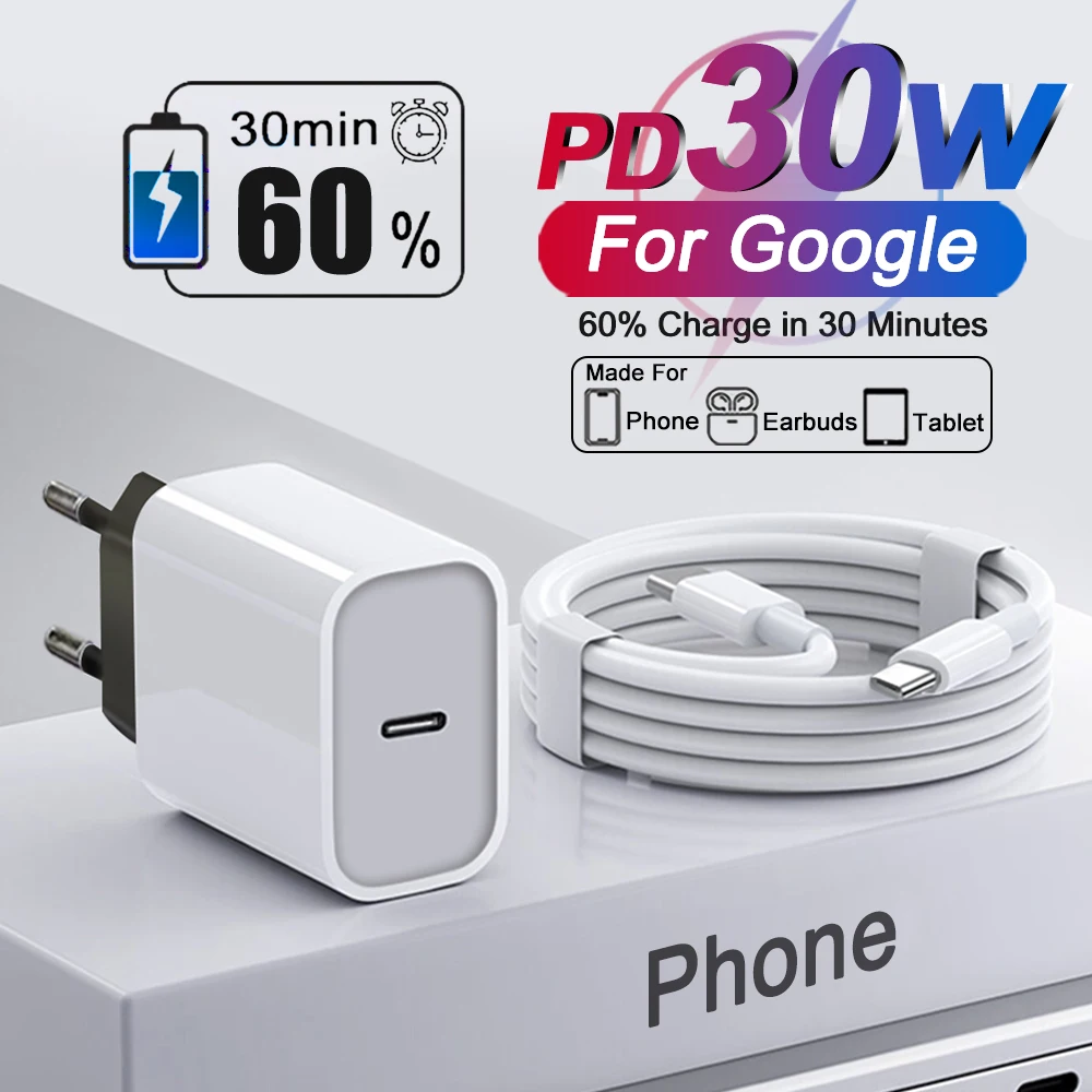 For Google Original 30W USB C Charger For Google Pixel 10 9 9A 8 7 6 Pro XL Type C Charger Fast Charging Cable Phone Accessories