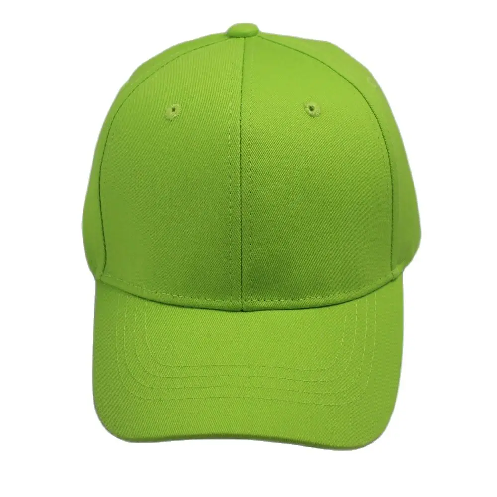 Showy Blank Plain Baseball Cap Lime Green Fashion Female Men 6 Panel Cap Orange Sport Hat Adjustable