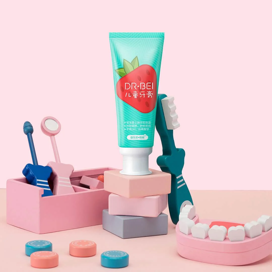 Dr. Bei Probiotische Anti-Holte Kindertandpasta Meerdere Smaken Aardbei 2-13 Jaar Kindertandpasta 60G