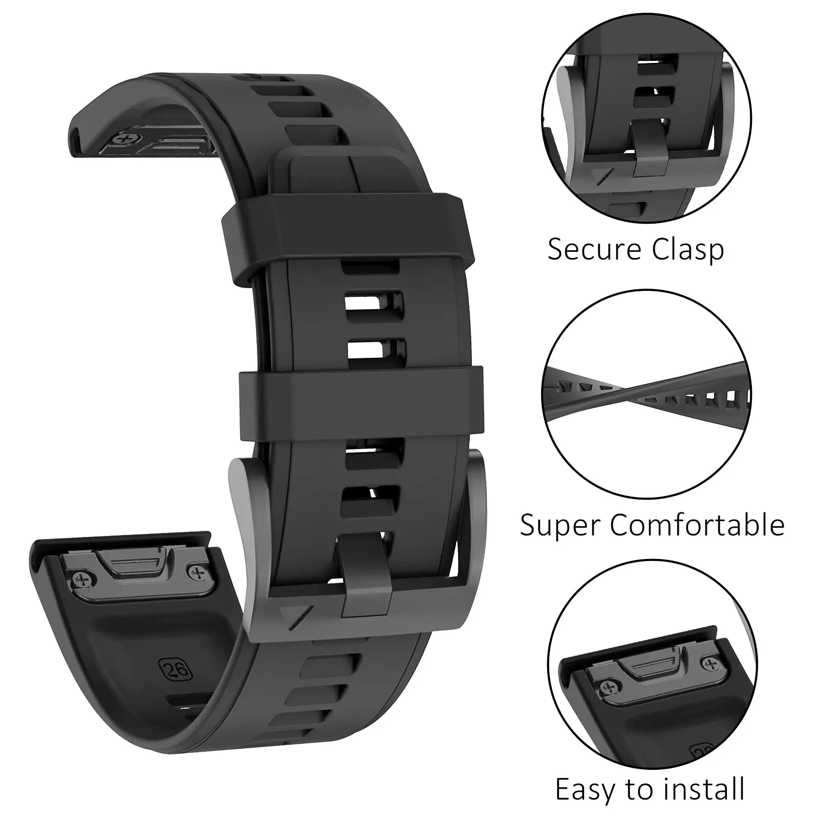 1:1 Fenix7 Watch Band For Garmin Fenix 8 47mm 51mm E 7 7X 6 6X 5 5X/Epix Pro/Enduro 3 QuickFit 22mm 26mm Silicone Strap Bracelet