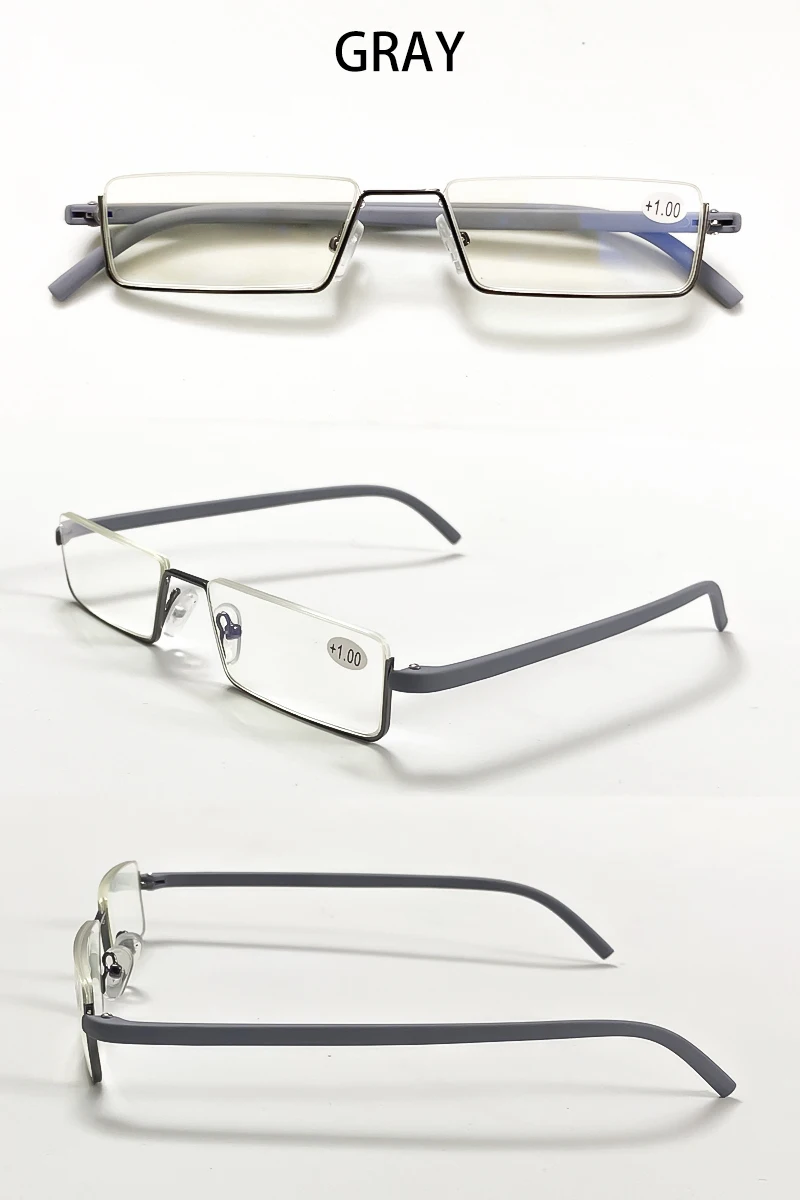 Flexible Halbrahmen-Lesebrille mit Box, für Damen und Herren, tragbar, mit Blaulichtfilter, Unisex, für Presbyopie, Stärken von P1.0 bis P4.0. – Detail 9