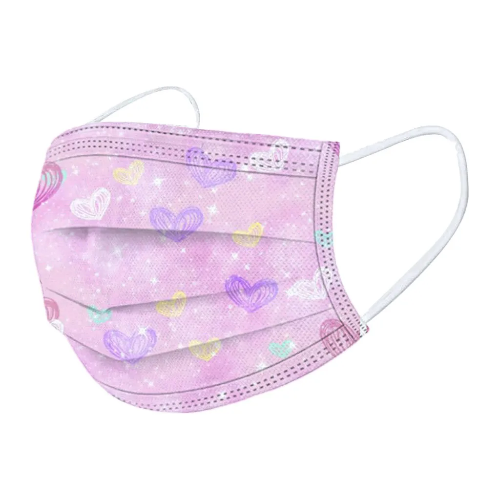 50 قطعة الأطفال التعادل صبغ مطبوعة قناع غير قابل لإعادة الاستخدام قناع الأطفال الوردي الكرتون اليومية في الهواء الطلق التنقل قناع الموضة الشعبية #4