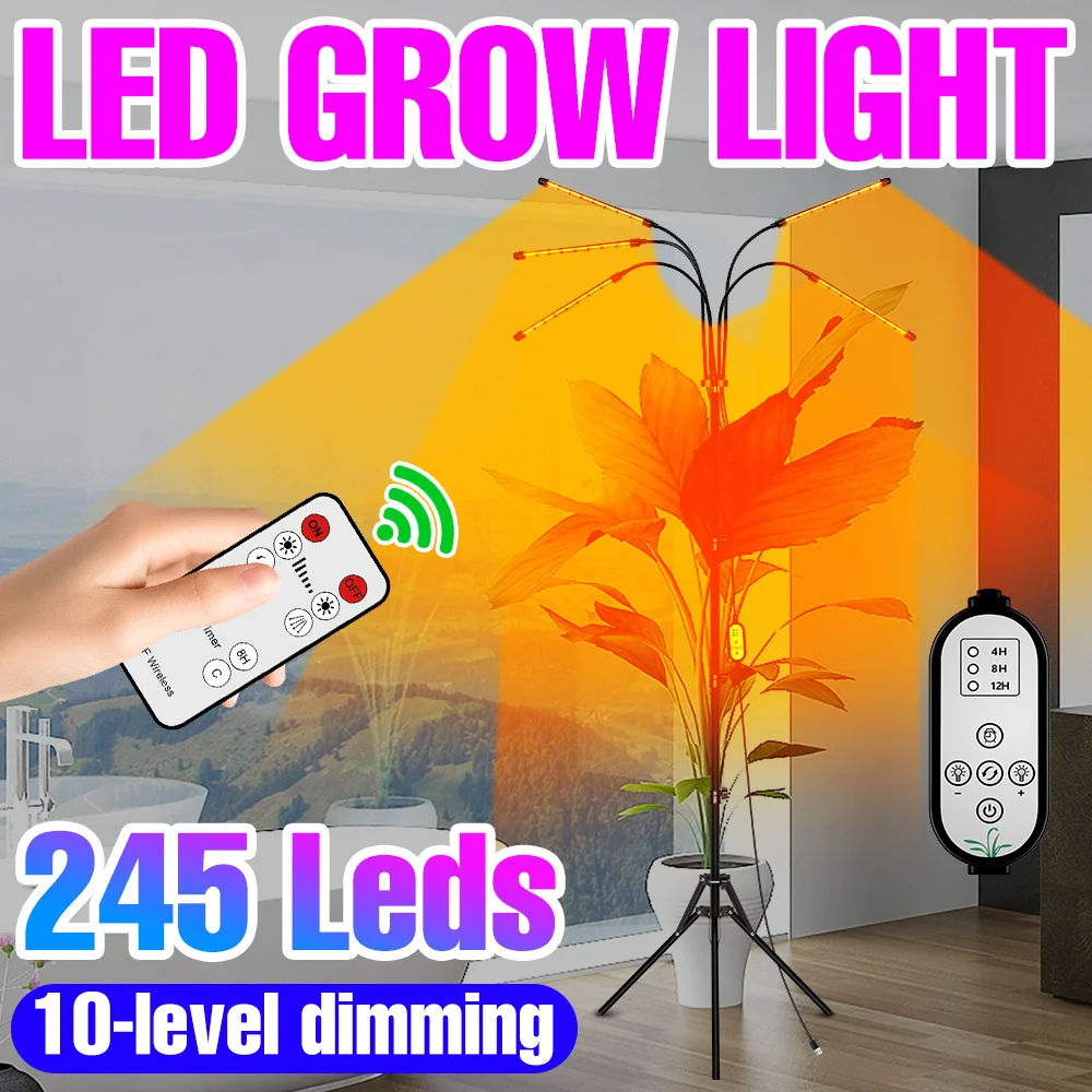 

Led Plant Grow Light Full Spectrum Phyto Lamp Tripod Stand Timing Dimmable Greenhouse Grow Lights Indoor Flower Seedling Home