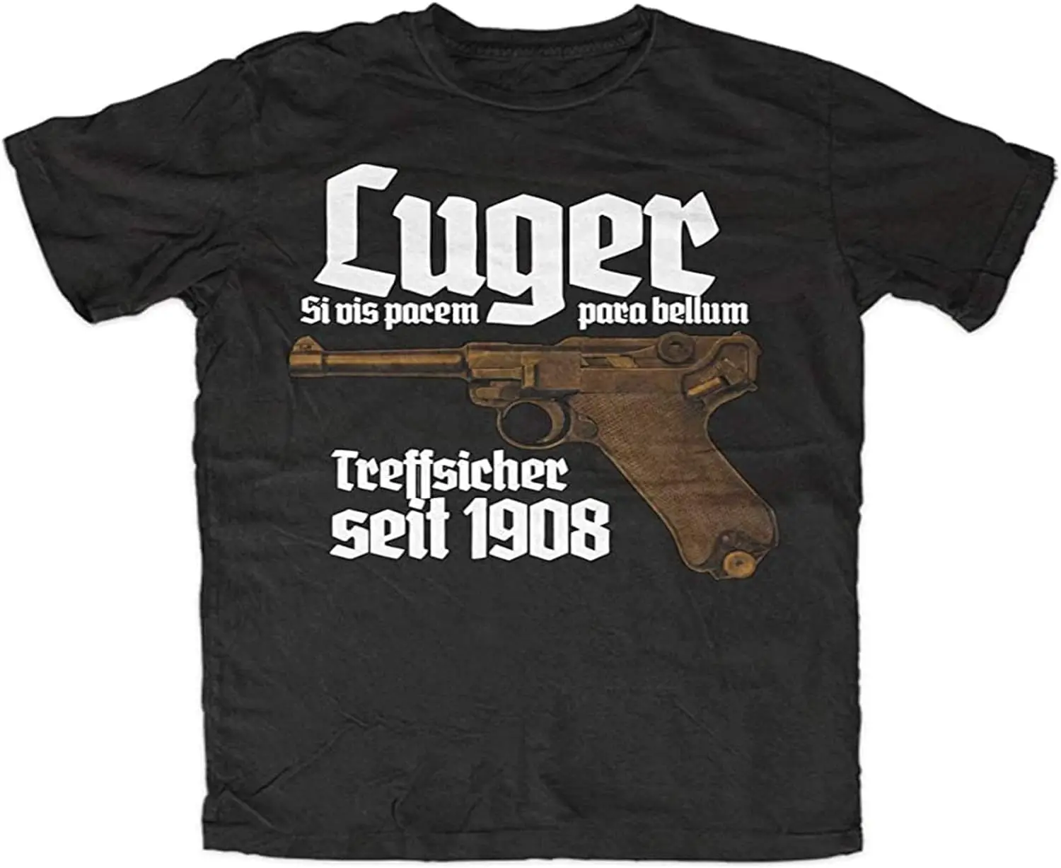 Vintage German Mauser P-08 Luger Pistol Parabellum T-Shirt 100% Cotton O-Neck Summer Short Sleeve Casual Mens T-shirt Size S-3XL