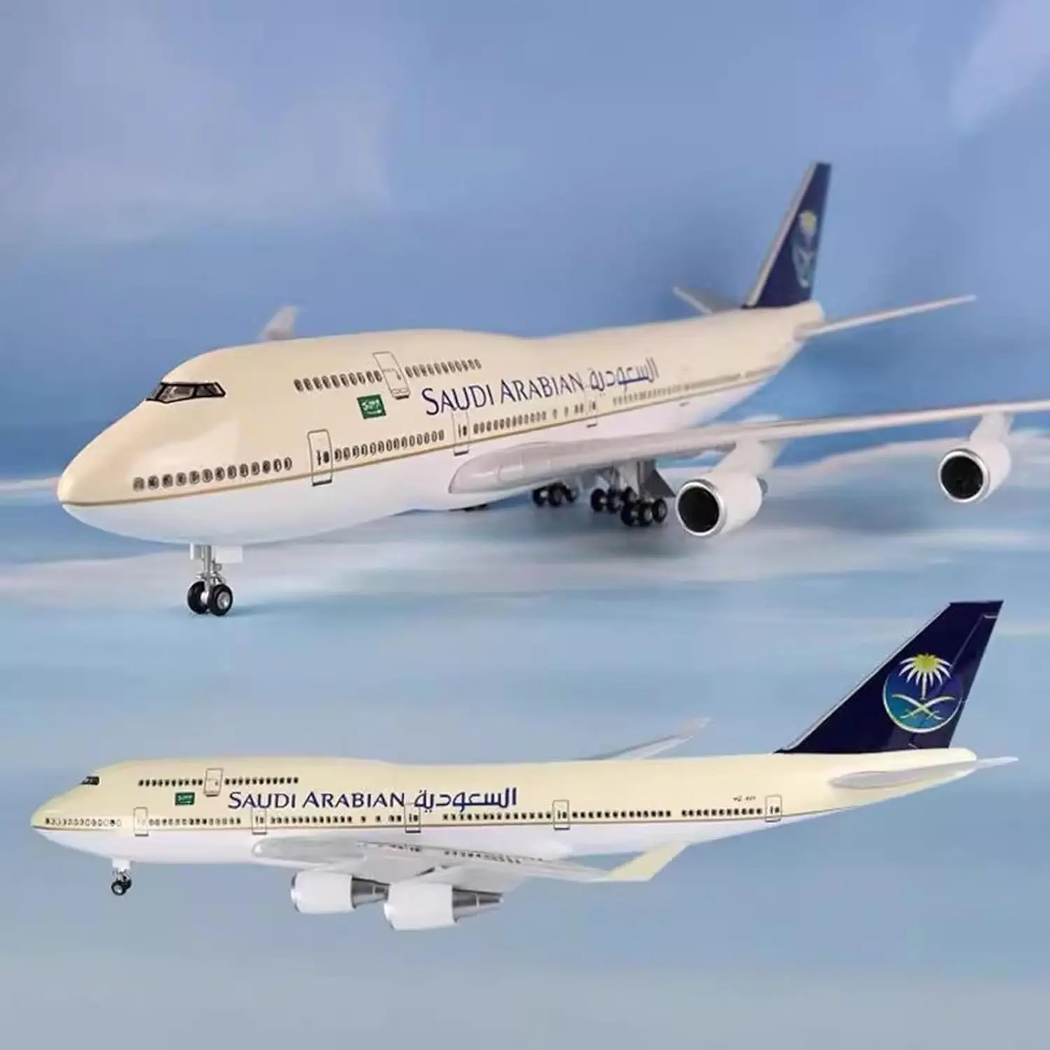 

Airplane Scale 1/150 B747-400 Saudi Arabian Aircraft Model With Light Wheel Resin Collection Plane Toy Airplane For Children
