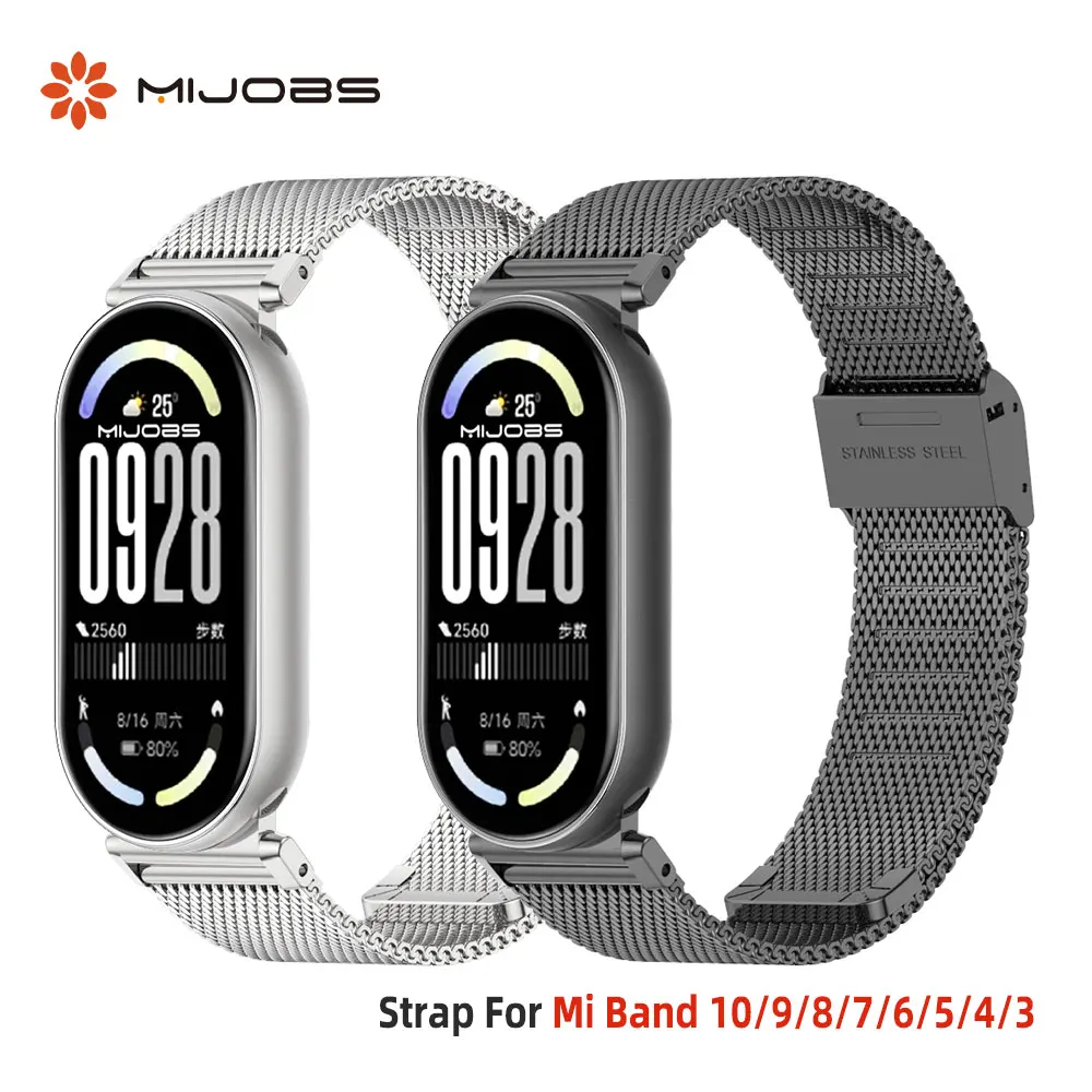 Strap For Mi Band 10 9 8 Wristband for Mi Band 9 Milanesse Watchband for Mi Band 8 Stainless Steel Wrist Strap for Mi Band 10