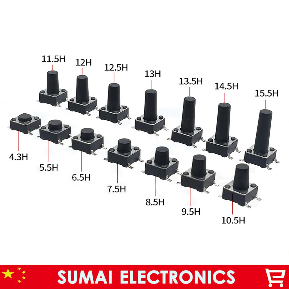 6*6mm Round Tactile Push Button Switch/Micro switch,6X6MM SMD button switch H=5/6/7/8/9/10/11/12/15mm