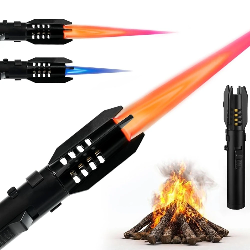 Camping-Jetfeuerzeug, Einstellbares Windfestes Feuerzeug mit Sicherheitsverriegelung, Tragbares Design Ideal für Outdoor-Abenteuer, Kochen und den täglichen Gebrauch