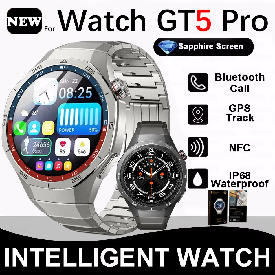 

For Huawei Watch GT5 Pro Smart Watch 1.53 Inch HD AMOLED Screen NFC GPS Tracker Bluetooth Call Health Monitoring Watch Men Women