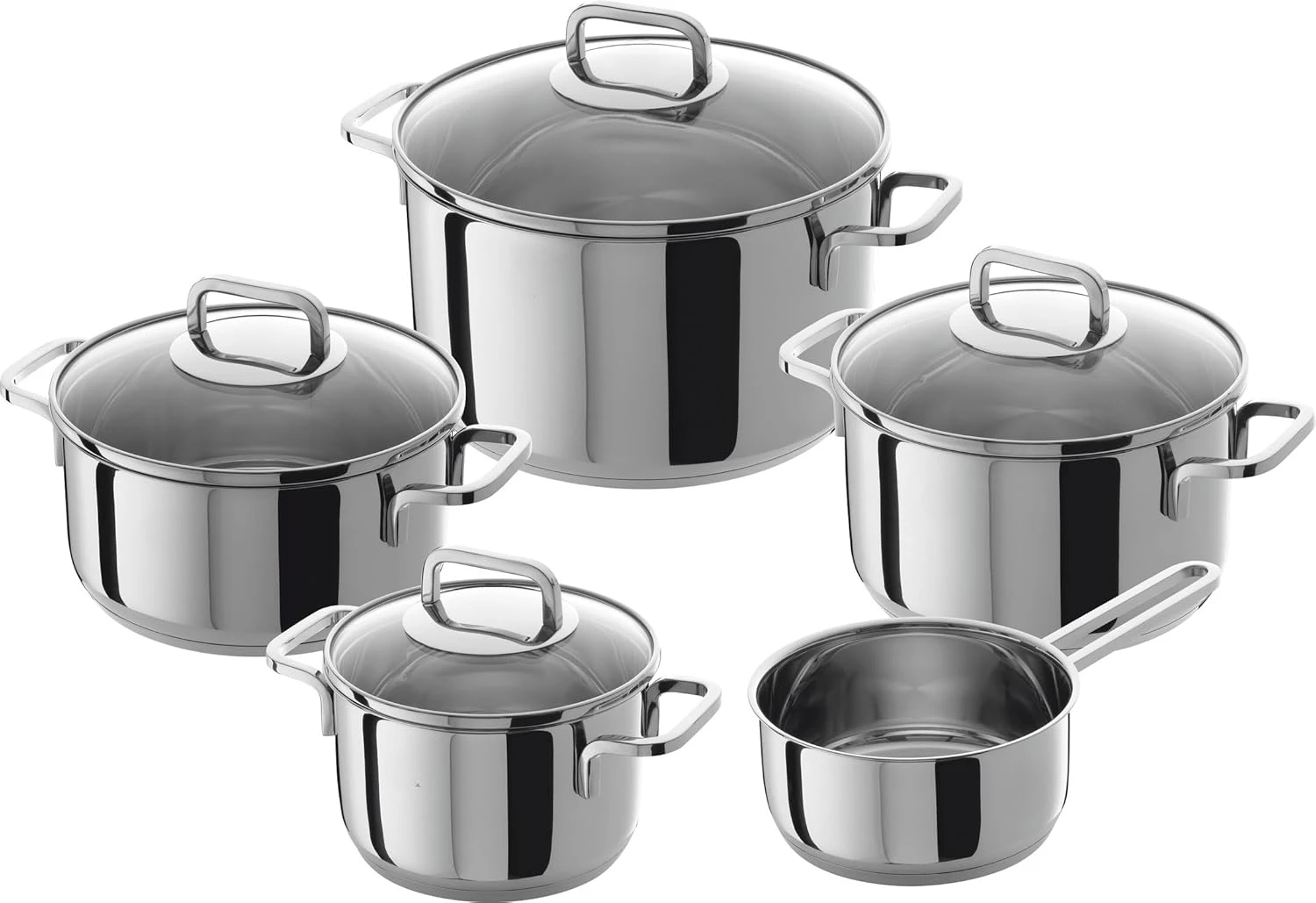 Stainless Steel Cookware Set, 60 x 50 x 30 cm, Silver, 5 Count