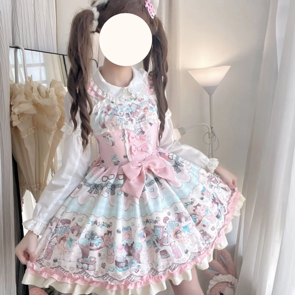 

[Кремовый Десертный Дом] Соус «Мяу-стар» ~ Оригинальное дизайнерское платье в стиле Лолита, милое и нежное, с бретельками JSK