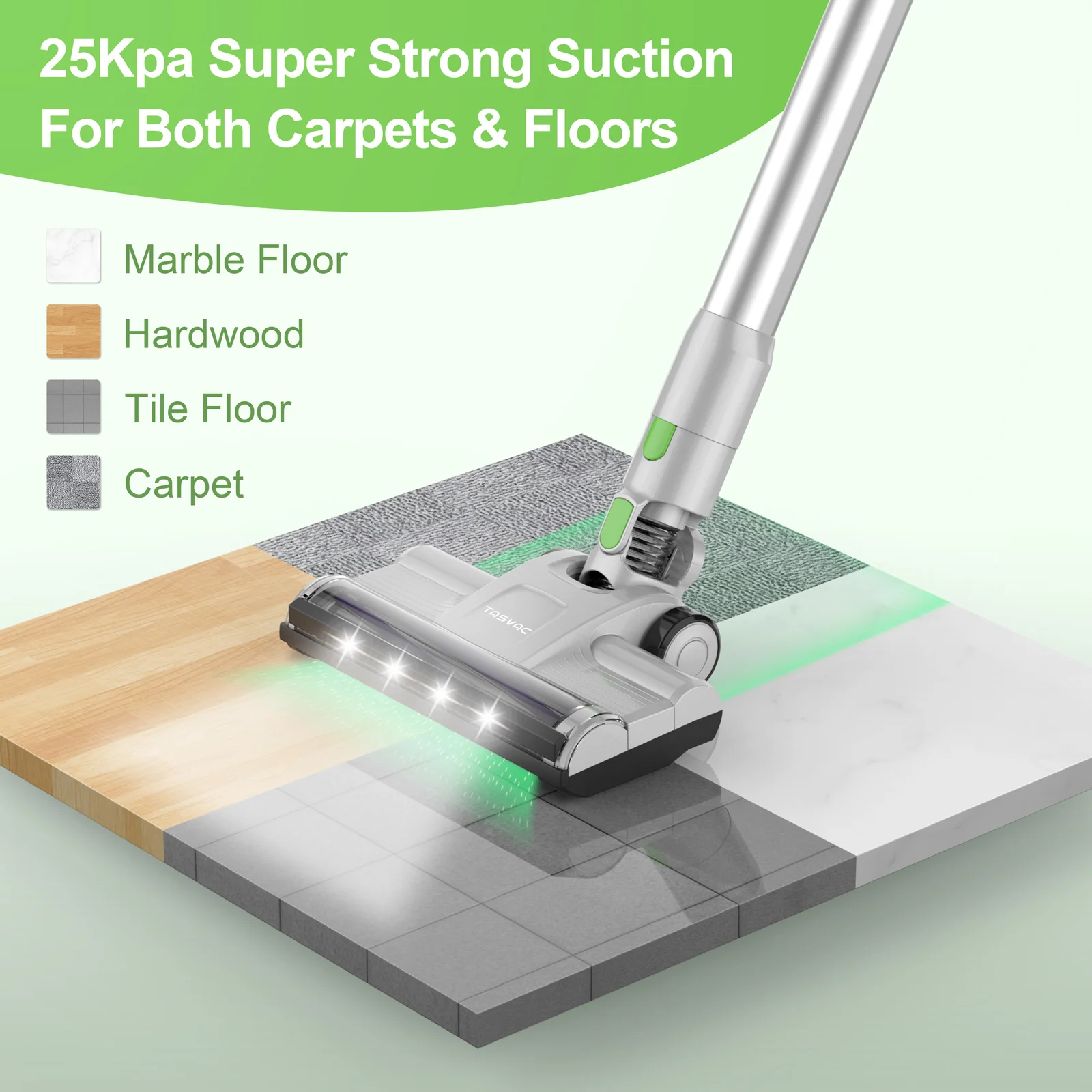 مكنسة كهربائية بعصا ، 23Kpa ، قوية ، وقت تشغيل 50 دقيقة ، مكنسة كهربائية لاسلكية لشعر الحيوانات الأليفة والمنزل والمكتب