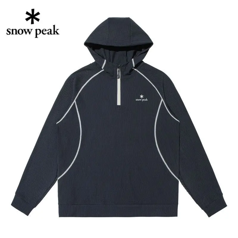 snow peak Autumn New Half Zip Hoodie Sweatshirt Loose Fit Unisex Long Sleeve Casual Fashion Streetwear Daily Wear Top